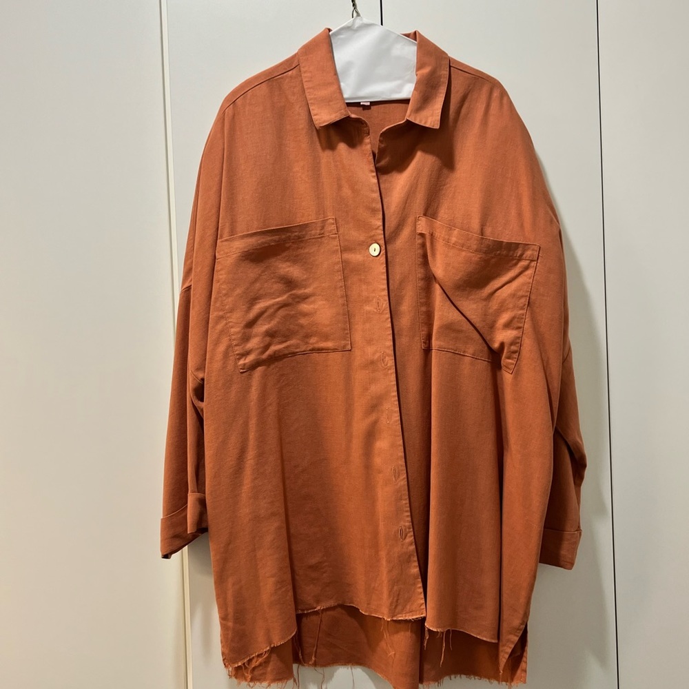 Show Me Your MuMu Rust Orange Button-Up Top